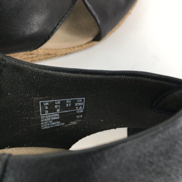 Clarks Collection Espadrilles Wedge Black Sandals Size 6.5M - Picture 4 of 8